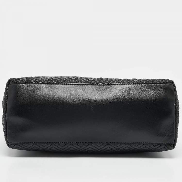 Pre Owned Tory Burch Black Quilted Leather Marion Tote