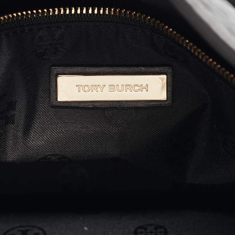 Pre Owned Tory Burch Black Quilted Leather Marion Tote