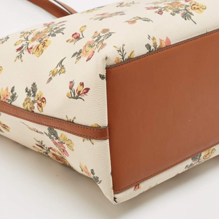 Pre Owned Tory Burch Multicolor Leather Floral Print Kerrington Tote