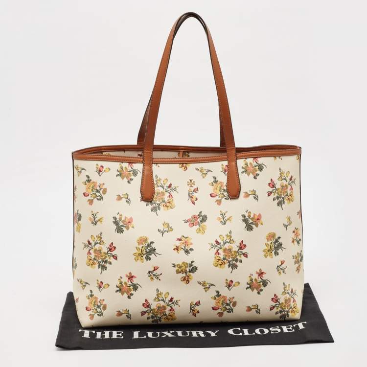 Pre Owned Tory Burch Multicolor Leather Floral Print Kerrington Tote