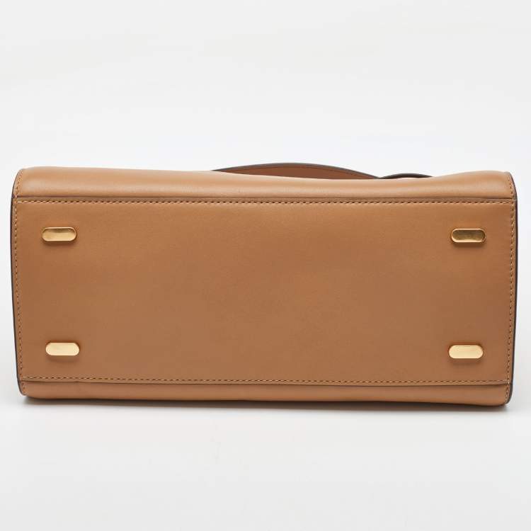 Pre Owned Tory Burch Beige Leather Lee Radziwill Double Bag