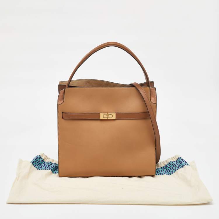 Pre Owned Tory Burch Beige Leather Lee Radziwill Double Bag