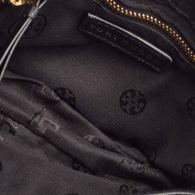 Pre Owned Tory Burch Black Leather Mini Marion Crossbody Bag