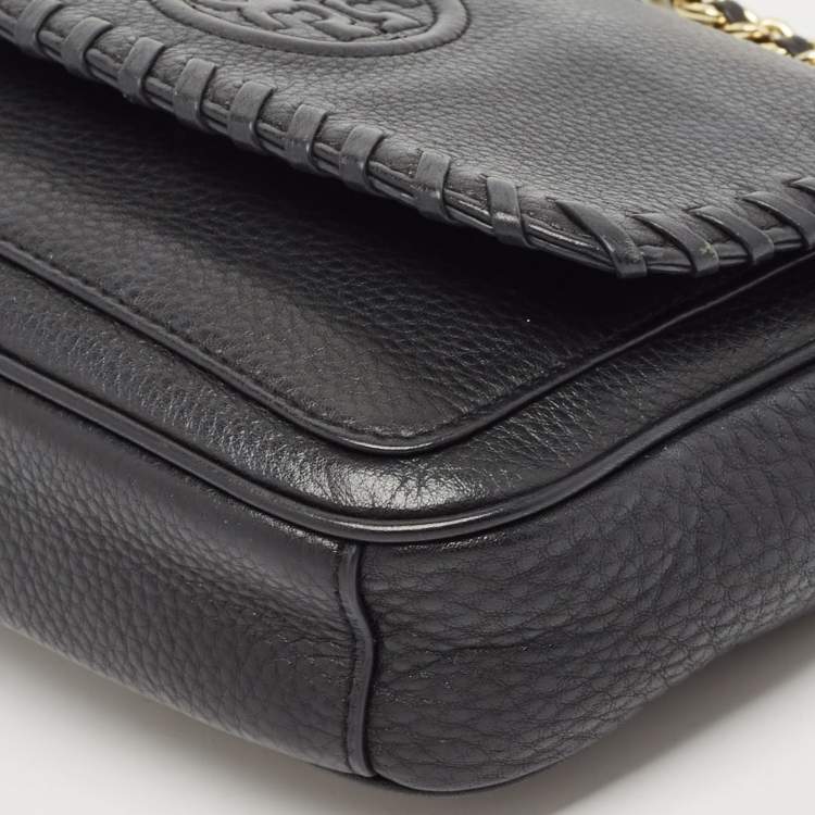 Pre Owned Tory Burch Black Leather Mini Marion Crossbody Bag