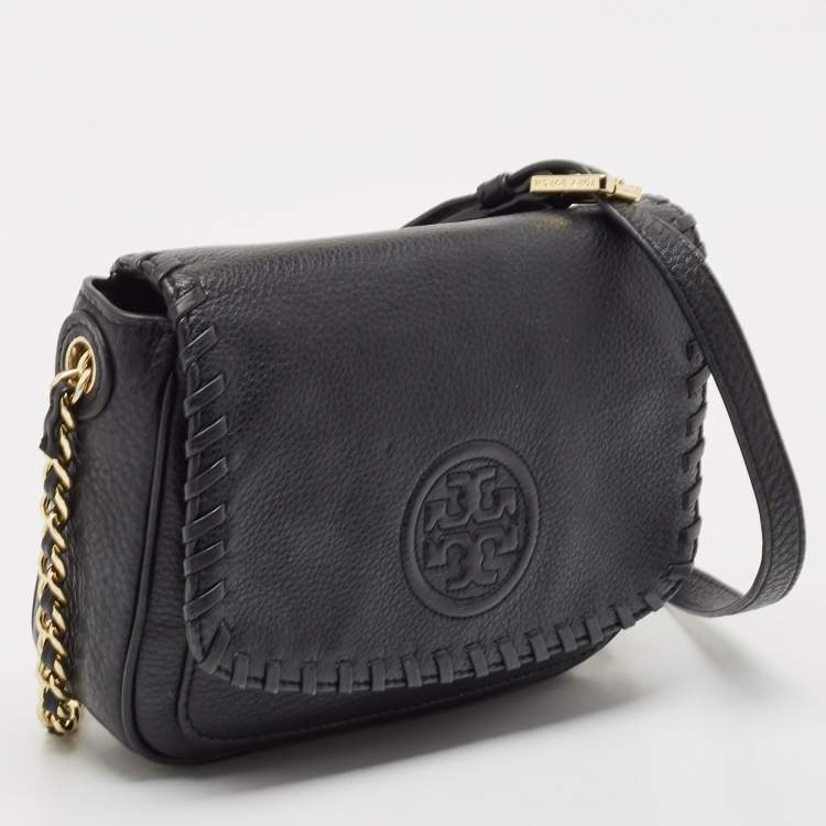 Pre Owned Tory Burch Black Leather Mini Marion Crossbody Bag