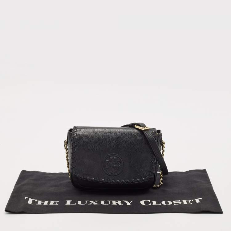 Pre Owned Tory Burch Black Leather Mini Marion Crossbody Bag