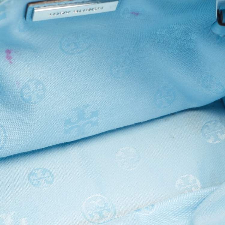 Pre Owned Tory Burch Light Blue Leather Robinson Shoulder Bag