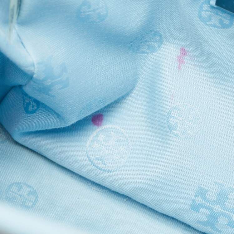 Pre Owned Tory Burch Light Blue Leather Robinson Shoulder Bag