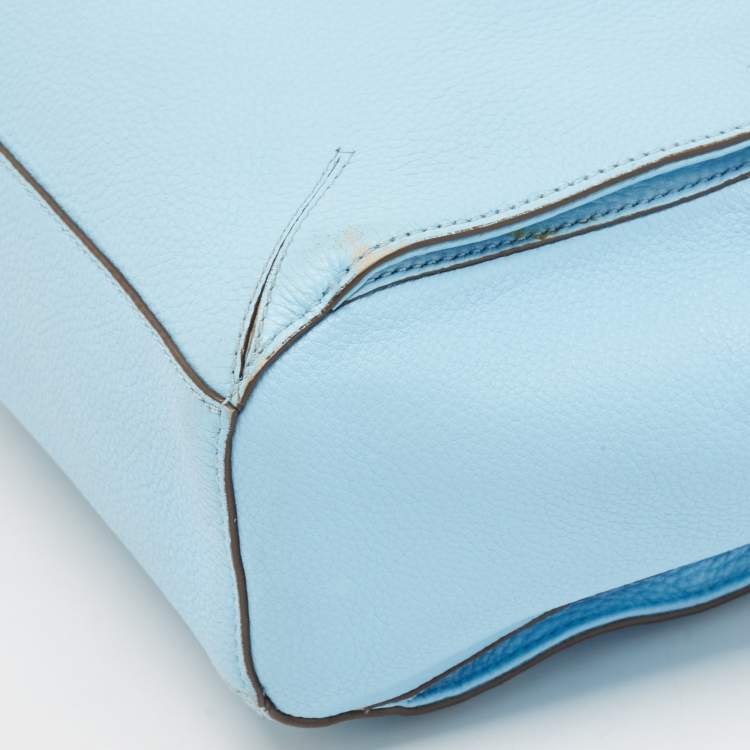 Pre Owned Tory Burch Light Blue Leather Robinson Shoulder Bag