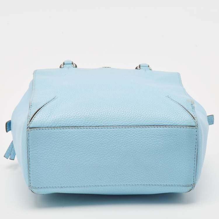 Pre Owned Tory Burch Light Blue Leather Robinson Shoulder Bag