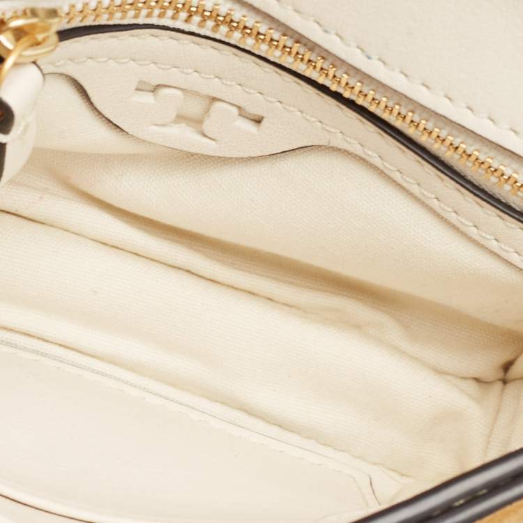 Pre Owned Tory Burch Tan/Black Leather and Suede Whipstitch Kira Crossbody Bag