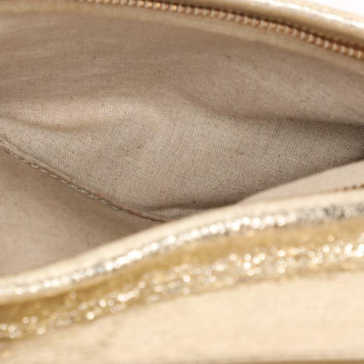 Pre Owned Tory Burch Metallic Gold Leather Reva Shoulder Bag