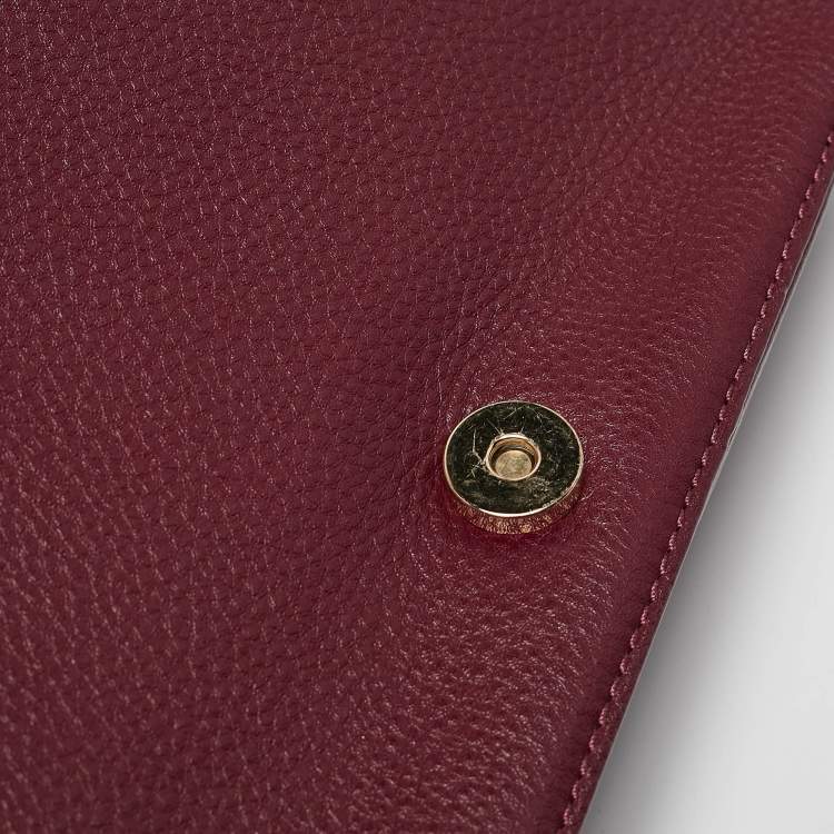 Pre Owned Tory Burch Burgundy Quilted Leather Bryant Flap Shoulder Bag