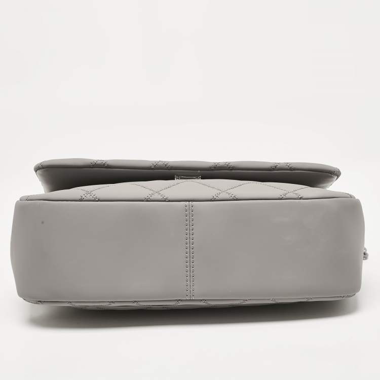 Pre Owned Tory Burch Grey Quilted Leather Willa Matte Shoulder Bag