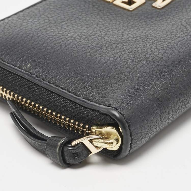 Pre Owned Tory Burch Black Leather Britten Continental Zip Wallet