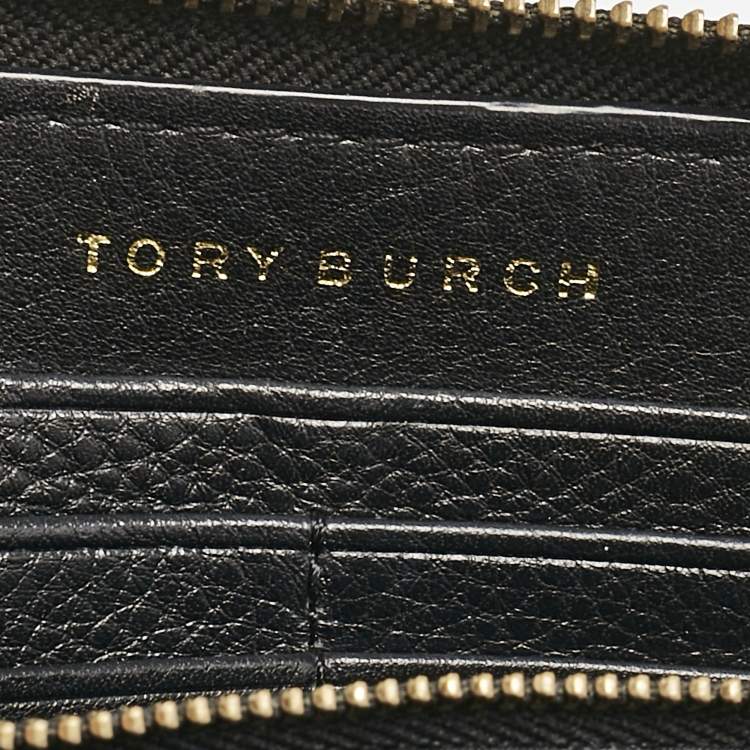 Pre Owned Tory Burch Black Leather Britten Continental Zip Wallet
