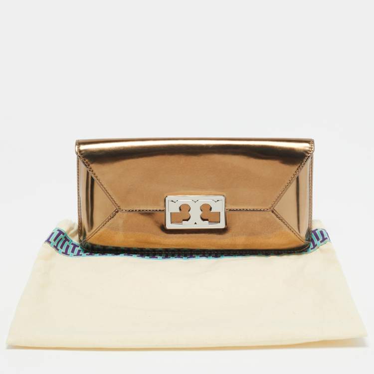 Pre Owned Tory Burch Metallic Leather Gigi Clutch