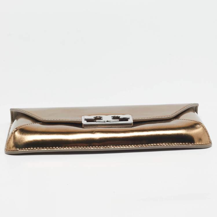 Pre Owned Tory Burch Metallic Leather Gigi Clutch