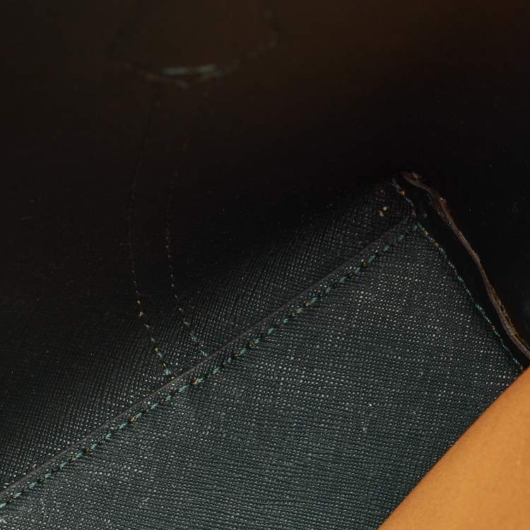 Pre Owned Tory Burch Yellow Leather Small Perry Triple-Compartment Tote