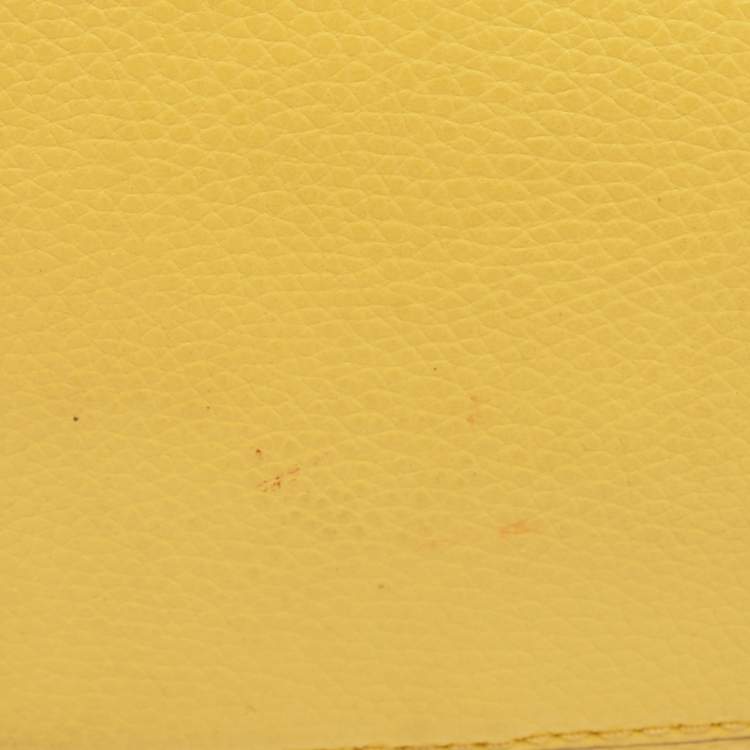 Pre Owned Tory Burch Yellow Leather Small Perry Triple-Compartment Tote