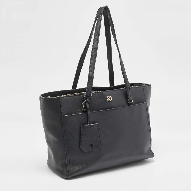 Pre Owned Tory Burch Black Leather Small Robinson Tote