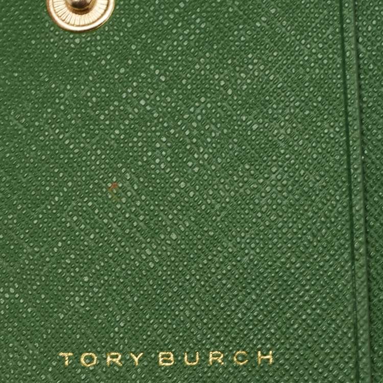 Pre Owned Tory Burch Blue/Green Leather Bifold Wallet