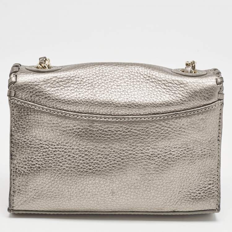 Pre Owned Tory Burch Metallic Leather Marion Shoulder Bag