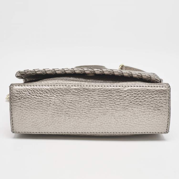 Pre Owned Tory Burch Metallic Leather Marion Shoulder Bag