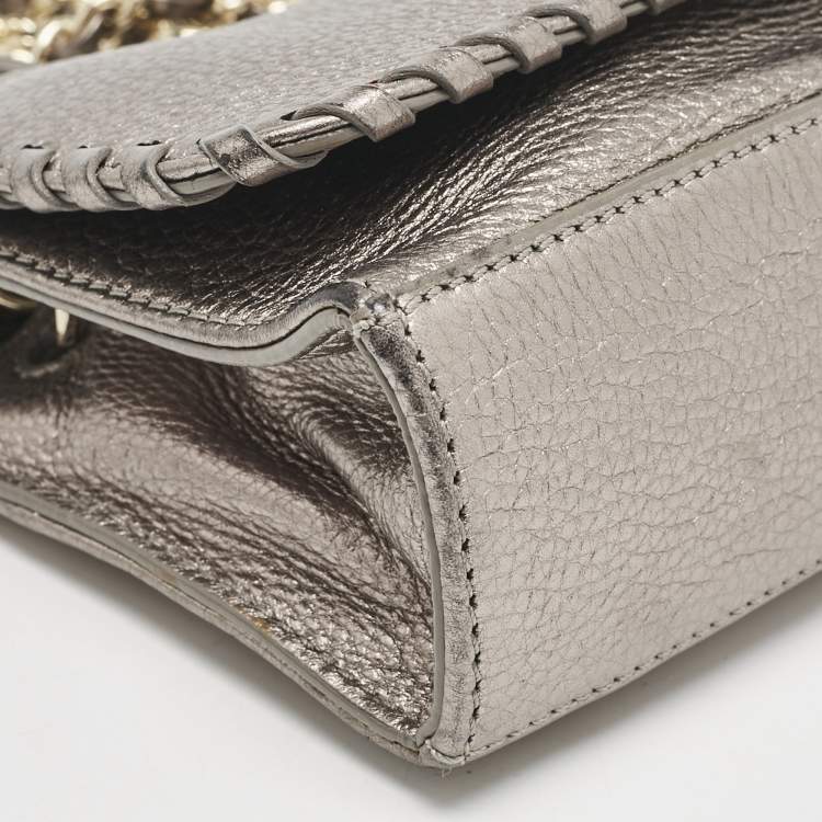 Pre Owned Tory Burch Metallic Leather Marion Shoulder Bag
