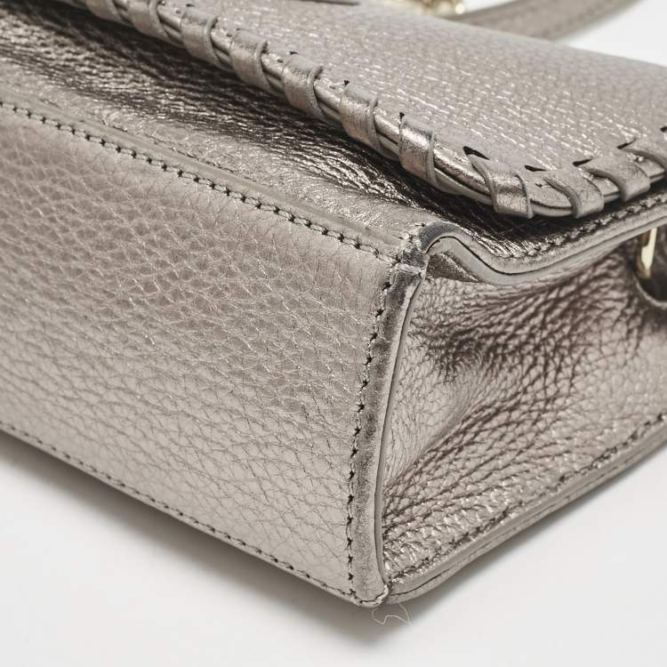 Pre Owned Tory Burch Metallic Leather Marion Shoulder Bag