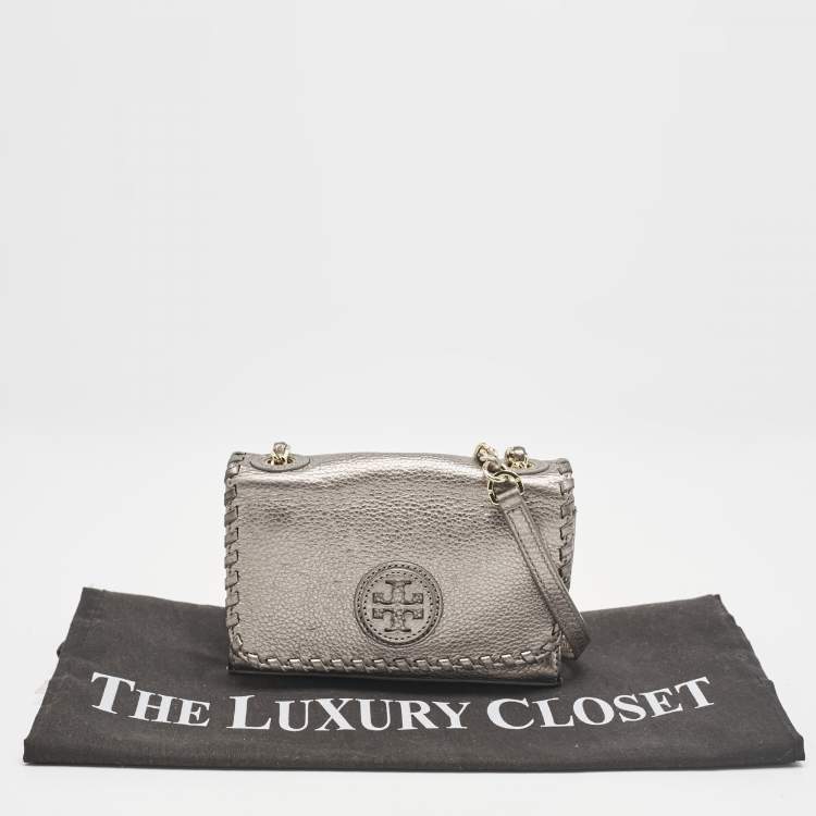 Pre Owned Tory Burch Metallic Leather Marion Shoulder Bag