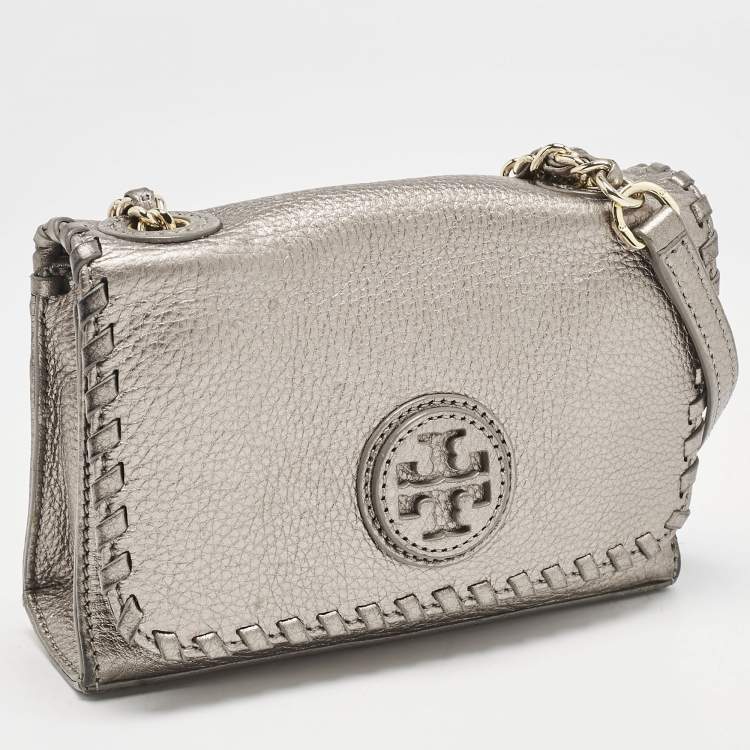 Pre Owned Tory Burch Metallic Leather Marion Shoulder Bag