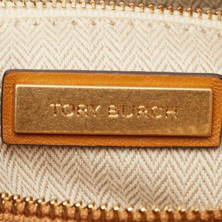 Pre Owned Tory Burch Brown Chevron Leather Kira Convertible Shoulder Bag