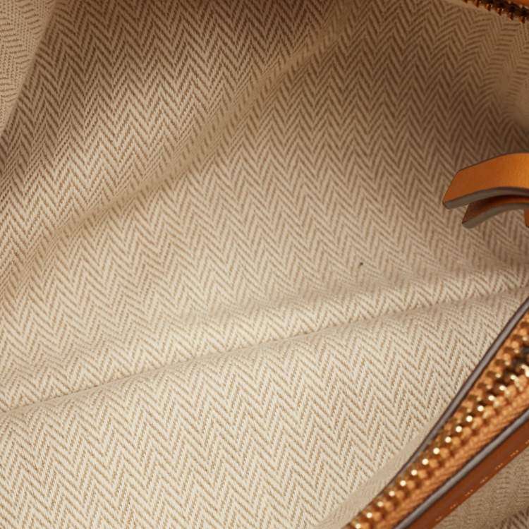 Pre Owned Tory Burch Brown Chevron Leather Kira Convertible Shoulder Bag