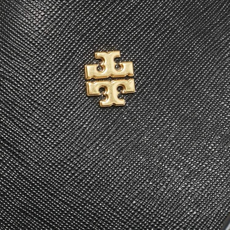 Pre Owned Tory Burch Black Leather Large Emerson Double Zip Tote