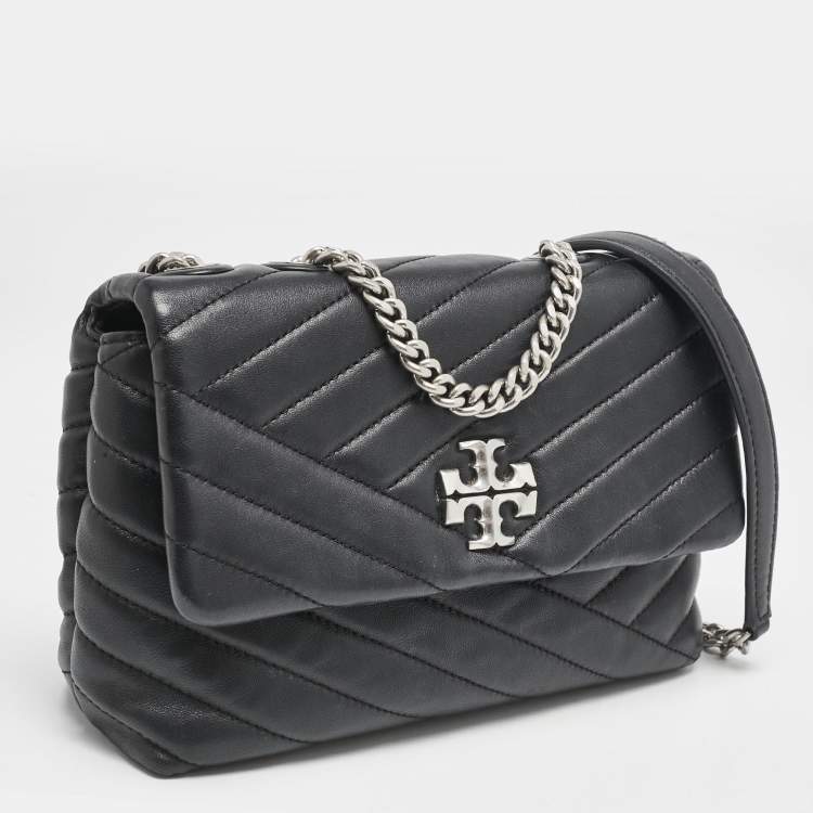 Pre Owned Tory Burch Black Leather Kira Flap Shoulder Bag