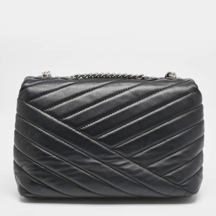 Pre Owned Tory Burch Black Leather Kira Flap Shoulder Bag