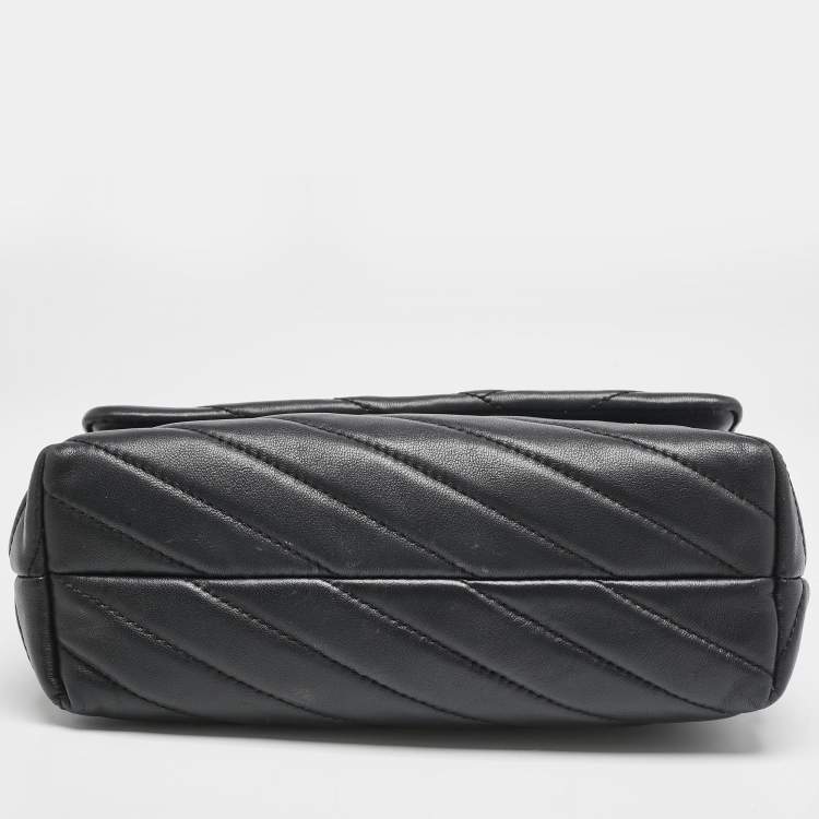 Pre Owned Tory Burch Black Leather Kira Flap Shoulder Bag