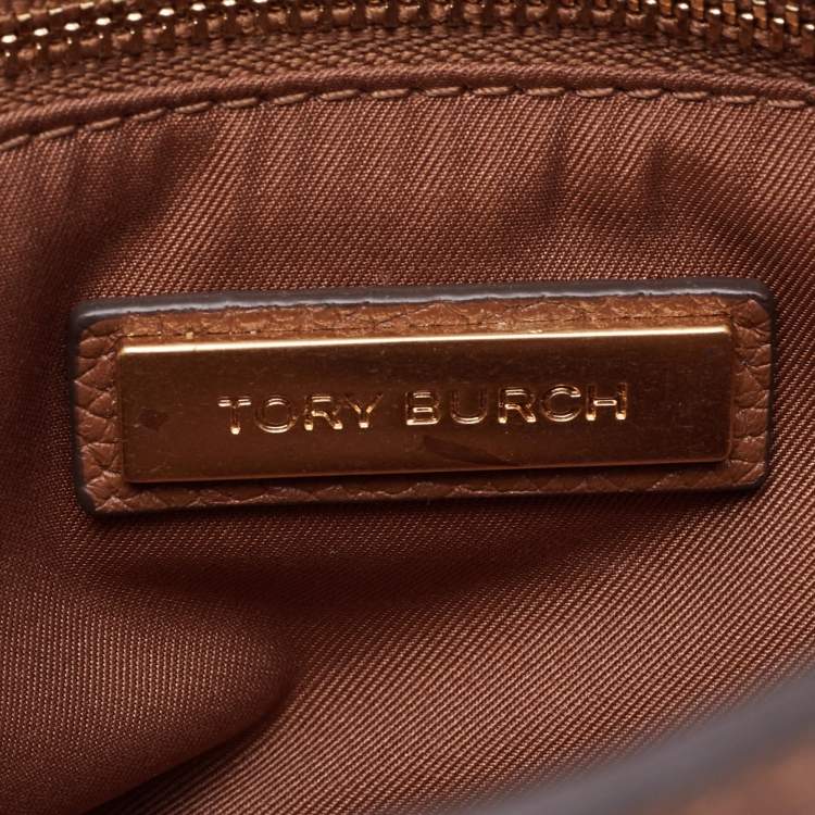 Pre Owned Tory Burch Brown Leather Everly Flap Crossbody Bag