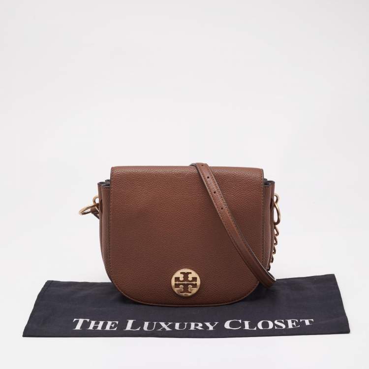 Pre Owned Tory Burch Brown Leather Everly Flap Crossbody Bag