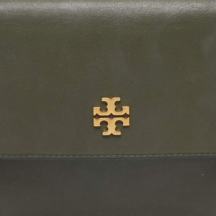 Pre Owned Tory Burch Olive Green Leather Brooke Top Handle Bag