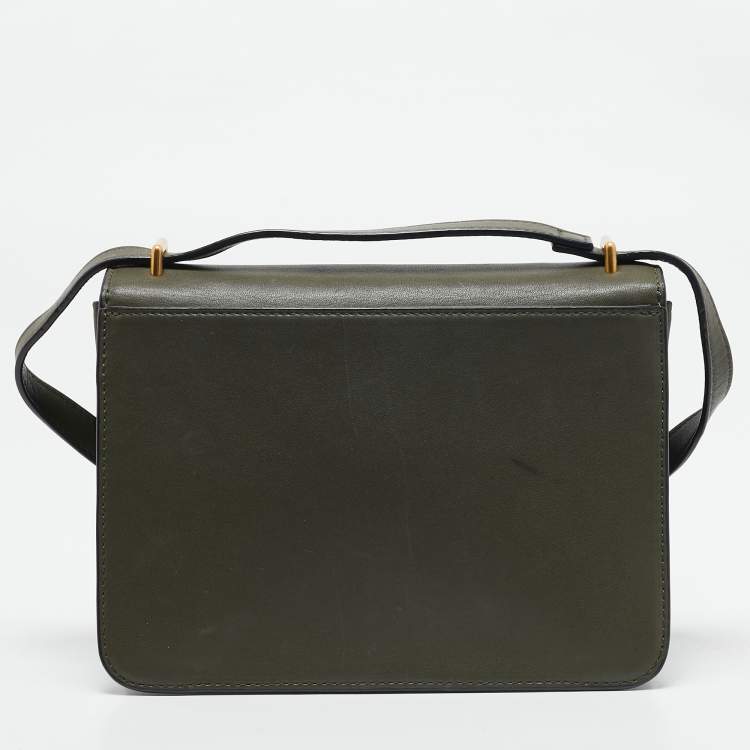 Pre Owned Tory Burch Olive Green Leather Brooke Top Handle Bag
