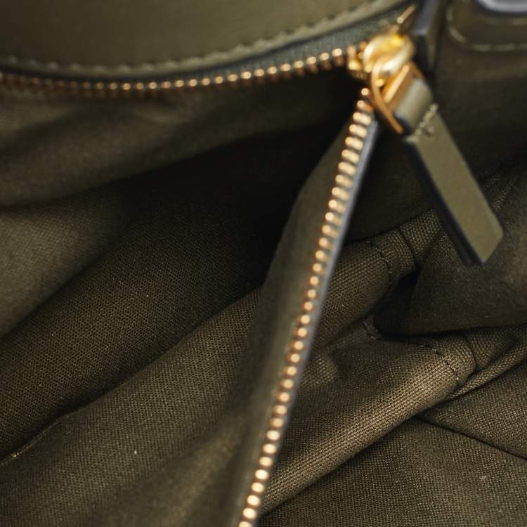 Pre Owned Tory Burch Olive Green Leather Brooke Top Handle Bag