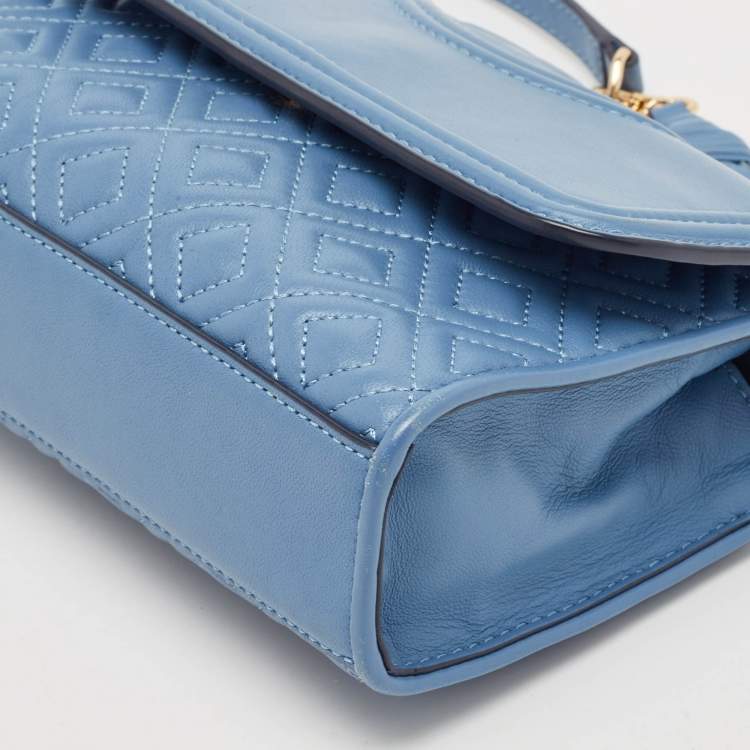 Pre Owned Tory Burch Blue Leather Small Fleming Shoulder Bag
