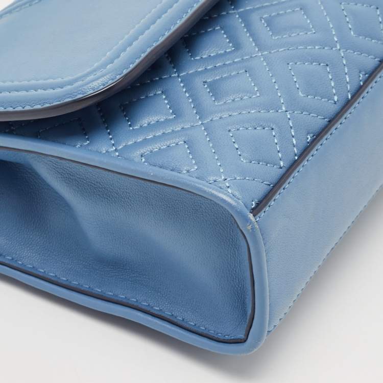 Pre Owned Tory Burch Blue Leather Small Fleming Shoulder Bag