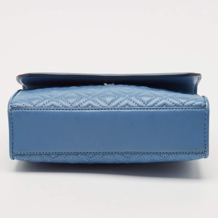 Pre Owned Tory Burch Blue Leather Small Fleming Shoulder Bag