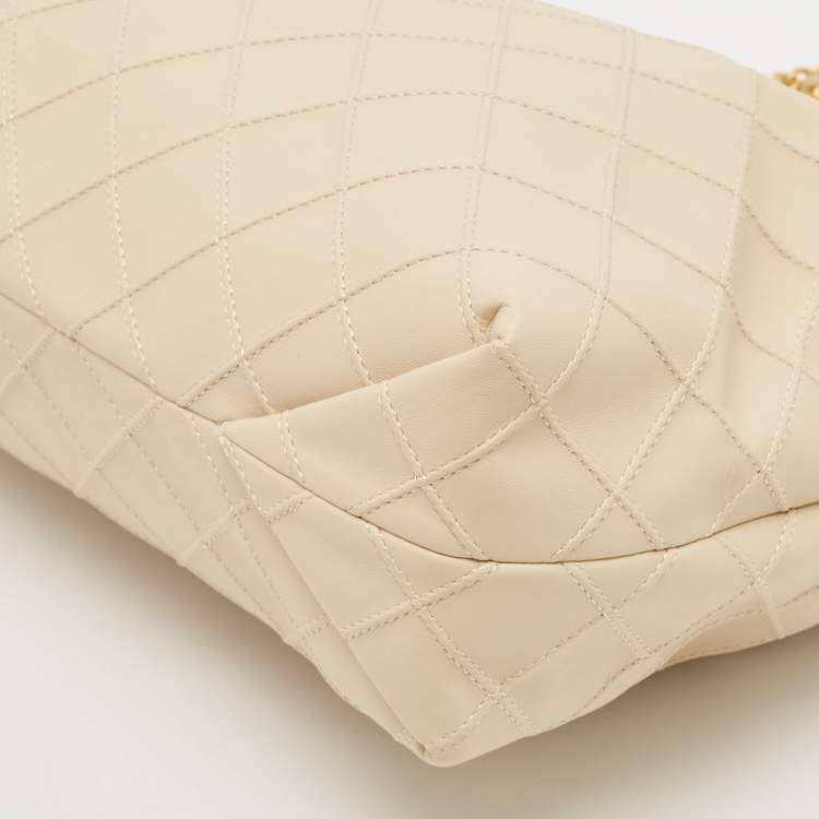 مملوكة مسبقًا Tory Burch Beige Quilted Leather Soft Drawstring Fleming Tote