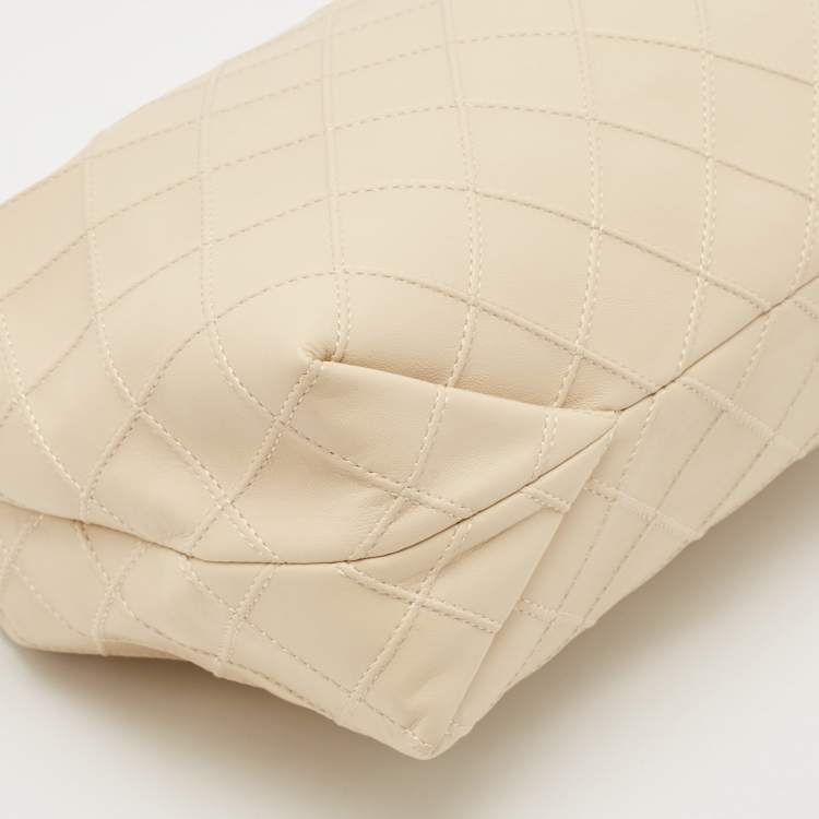 مملوكة مسبقًا Tory Burch Beige Quilted Leather Soft Drawstring Fleming Tote