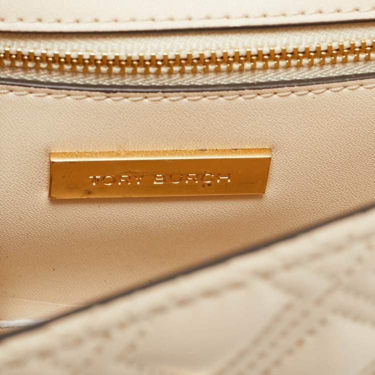 Pre Owned Tory Burch Light Beige Leather Small Fleming Shoulder Bag