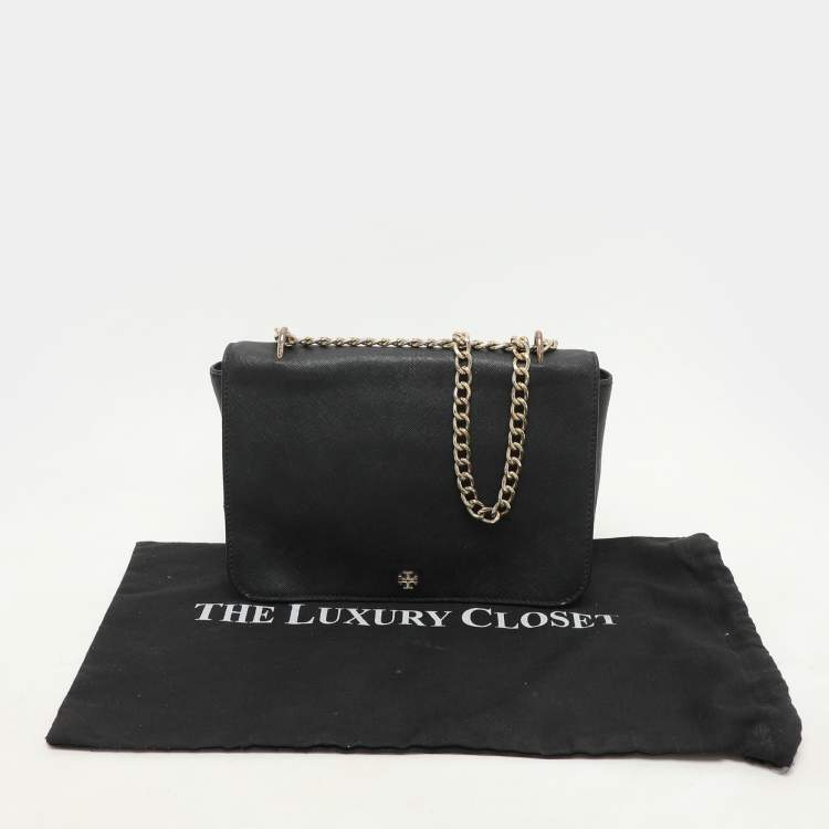 Pre Owned Tory Burch Black Leather Chain Shoulder Bag